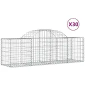 vidaXL Gabionen mit Hochbogen 30 Stk. 200x50x60/80 cm Verzinktes Eisen