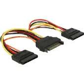 DeLOCK 60143, 0,15 m, SATA 15-Pin, 2 x SATA 15-Pin, Männlich, Weiblich, Schwarz, Orange, Rot, Gelb