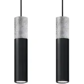 Sollux Hängeleuchte BORGIO 2 schwarz 2xGU10 10W Stahl/Beton 90x6x30cm