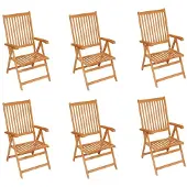 vidaXL Gartenstühle 6 Stk. mit Anthrazit Kissen Massivholz Teak