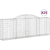 vidaXL Gabionen mit Hochbogen 25 Stk 300x30x100/120cm Verzinktes Eisen