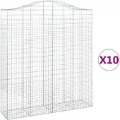 vidaXL Gabionen mit Hochbogen 10Stk. 200x50x220/240cm Verzinktes Eisen