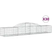 vidaXL Gabionen mit Hochbogen 30 Stk. 300x50x40/60 cm Verzinktes Eisen