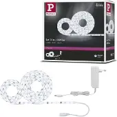 Paulmann LED-Streifen "SimpLED Stripe Set 7,5m 20W 230/12V DC Weiß Metall Kunststoff", weiß, Flammen 1 Stk., Gesamtlänge 9,28m, Lichterketten, LED-Streifen