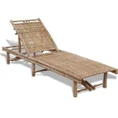 Syfax Gartenliege aus Bambus, 200 x 65 x (30-87) cm, 3-fach verstellbar