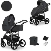 Kunert MATA 2in1 Kinderwagen in Anthrazit mit Graphit Rahmen - Sicher und komfortabel