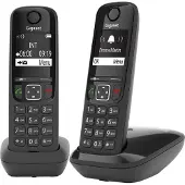 Gigaset AS690 Duo, Analoges/DECT-Telefon, Kabelloses Mobilteil, Freisprecheinrichtung, 100 Eintragungen, Anrufer-Identifikation, Schwarz