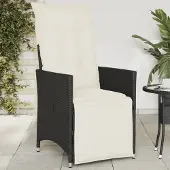 vidaXL Design Gartensessel Verstellbar mit Kissen Schwarz Poly Rattan, Gartenstühle 2024 Neu