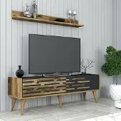 Dmora TV-Schrank Achernar 140x45x35 cm Braun, ein Regal