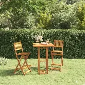 vidaXL Möbel Garten-Barhocker 2 Stk. Klappbar Massivholz Akazie - Gartenstühle 319188