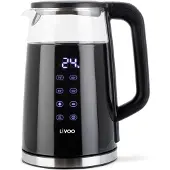 Livoo DOD198, 1,7 l, 2200 W, Schwarz, Glas, Edelstahl, Regelbare Temperatur, Wasserstandsanzeige