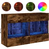 vidaXL TV-Wandschrank mit LED-Leuchten Räuchereiche 98,5x30x60,5 cm