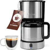 Clatronic Kaffeemaschine mit Thermoskanne für 8–10 Tassen Kaffee (ca. 1,2L) | Filterkaffeemaschine Edelstahl | doppelwandige Thermoskanne | kein Temperaturverlust | Kaffeemaschine 800W | KA 3805