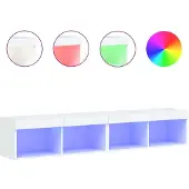 vidaXL TV-Schränke mit LED-Leuchten 2 Stk. Weiß 80x30x30 cm