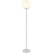 Globo Lighting Stehleuchte Metall Nickel matt, Glas opal, Fußtrittschalter im Kabel, ø: 300mm, H: 1600mm, Kabellänge 1800mm, exkl. 1x E27 60W 230V