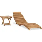 Syfax Klappbare Sonnenliege mit Tisch Massivholz Teak