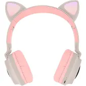 Avizar , Kabellose Bluetooth-Kopfhörer mit Katzenohren (Kitty Headset), Beige