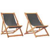 vidaXL Strandstühle 2 Stk. Klappbar Grau Stoff