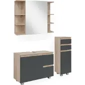 Vicco Badmöbel-Set J-Shape Sonoma 3 Teile, mit Midischrank, Model 40124