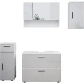 Vicco Badmöbel-Set Irma Weiß Hochglanz 4 Teile, Model 39586