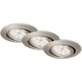 Briloner LED Einbauleuchte 3er Set schwenkbar IP23 Ø8,2cm 3W Matt-Nickel Metall