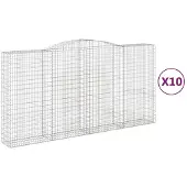 vidaXL Gabionen mit Hochbogen 10Stk. 400x50x200/220cm Verzinktes Eisen