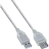 InLine USB 2.0 Verlängerung, St/Bu, Typ A, transparent, 5m, 5 m, USB A, USB A, Stecker/Buchse, 0,48 Gbit/s, Transparent
