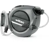 Wiltec XPOtool Schlauchtrommel, Wand Schlauchbox mit Aufroll-Automatik und 20m Wasserschlauch, Gartenbewässerung