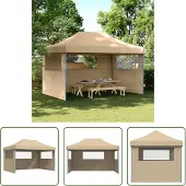 The Living Store Partyzelt Faltbar Pop-Up mit 3 Seitenteilen Beige