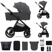 Kinderkraft NEA 2 - Kinderwagen 2-in-1 - bis 27 kg - Babywanne & Buggy - pannensichere Räder - wasserdichtes Verdeck UPF50+ - faltbar wendig - Grau