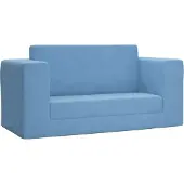 Syfax Kinder-Schlafsofa 2-Sitzer Blau Weicher Plüsch