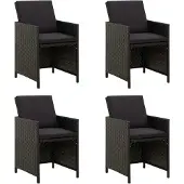 Syfax Gartenstühle mit Kissen 4 Stk. Poly Rattan Schwarz