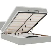 Syfax Ottoman-Bett mit Matratze & LEDs Hellgrau 140x190 cm Samt