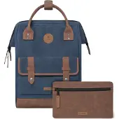 Cabaia Freizeitrucksack Rucksack mit Laptopfach Adventurer Waxed Baumwolle Backpack 18L Montalivet dunkelblau