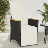vidaXL Design Gartensessel Verstellbar mit Kissen Schwarz Poly Rattan, Gartenstühle 2024 Neu