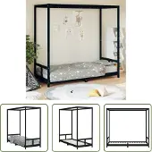 The Living Store Kinderbett Schwarz 80x200 cm Massivholz Kiefer