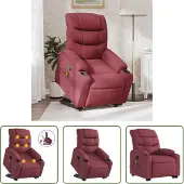 The Living Store Massagesessel mit Aufstehhilfe Weinrot Stoff