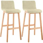 CLP 2er Set Barhocker Hover Stoff gepolstert mit Lehnen Vierfußgestelle Natura creme