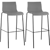 CLP 2er Set Barhocker Hover Kunststoff 4-Fuß Gestell 4-Fuß Gestell grau Gestell Farbe schwarz