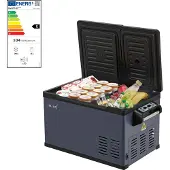 In.tec® Autokühlschrank ‘Alberona’ Kompressor-Kühlbox tragbar Stahl 26 L Blaugrau