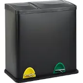 SVITA TC2Combo35 Mülleimer 35 Liter 12+23l Treteimer Trennsystem Küche Schwarz