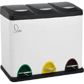 SVITA TC3X8 24 L Treteimer Abfalleimer Mülleimer Pulverbeschichteter Stahl Weiß