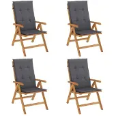 Syfax Gartenstühle mit Kissen 4 Stk. Massivholz Teak