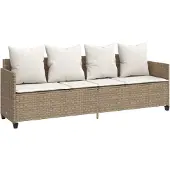 Syfax Sonnenliege mit Kissen Beige Poly Rattan