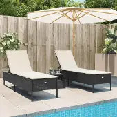 Prolenta Maison Exclusive - Sonnenliegen mit Auflagen 2 Stk. Schwarz Poly Rattan