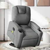 vidaXL "im " Massagesessel mit Aufstehhilfe Dunkelgrau Stoff - Fernseh- & Relaxsessel CC9049