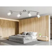 Meine Wunschleuchte LED Deckenleuchte 4 flammig Lampenschirm Dekorglas Deckenstrahler dimmbar
