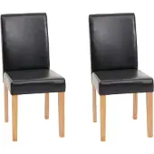 MCW 2er-Set Esszimmerstuhl Stuhl Küchenstuhl Littau Kunstleder, schwarz, helle Beine