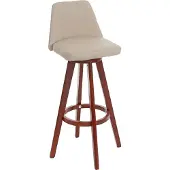 Mendler Barhocker MCW-C43, Barstuhl Tresenhocker, Holz Kunstleder drehbar creme