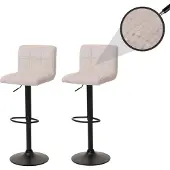 MCW 2er-Set Barhocker MCW-G87, Tresenhocker Barstuhl, höhenverstellbar drehbar, Stoff Chenille (465g/m²) MVG creme-beige